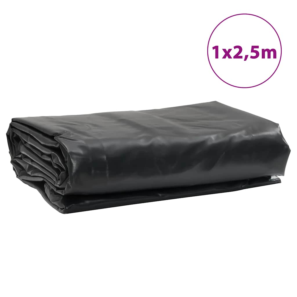 vidaXL Plandeka, czarna, 1x2,5 m, 650 g/m²