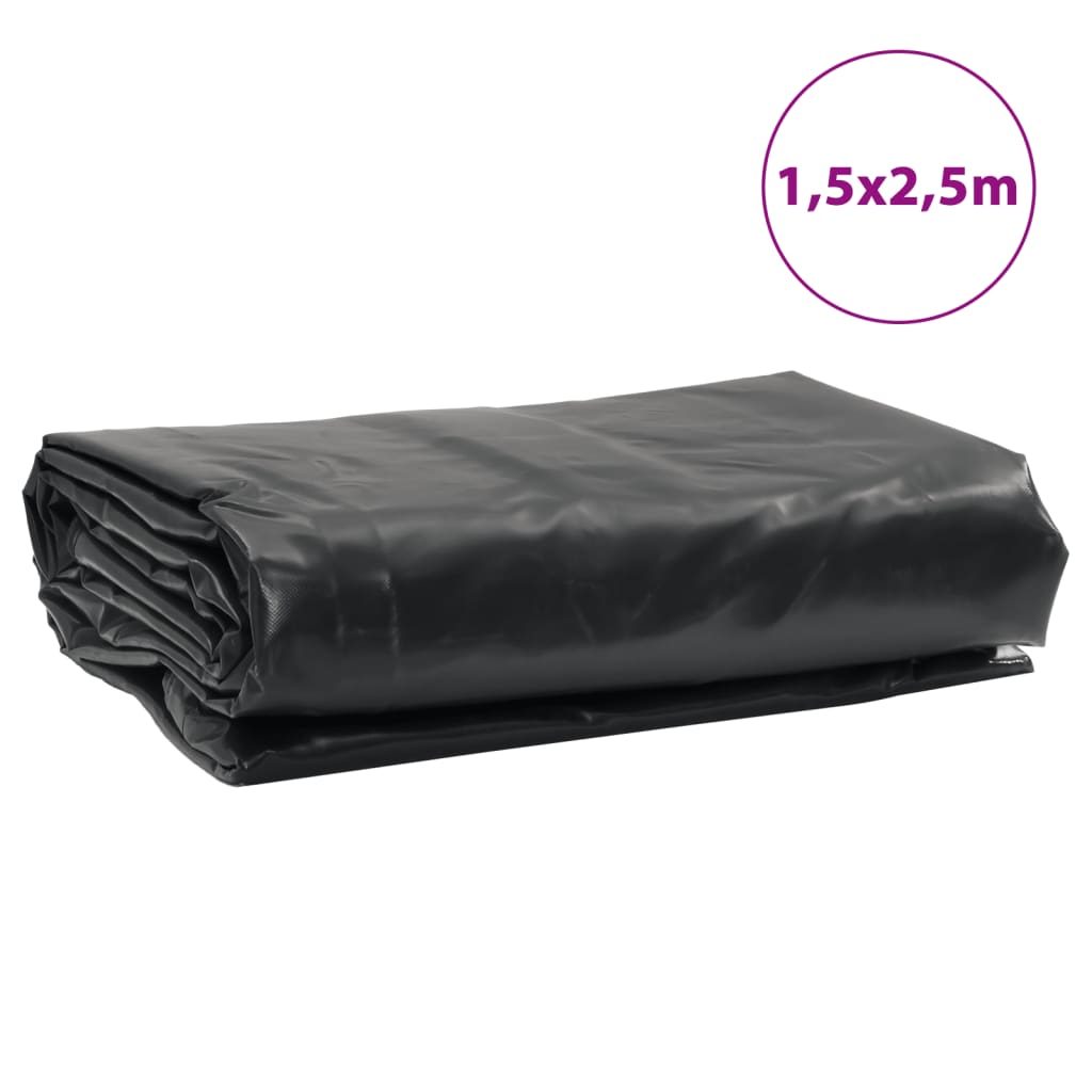 vidaXL Plandeka, czarna, 1,5x2,5 m, 650 g/m²