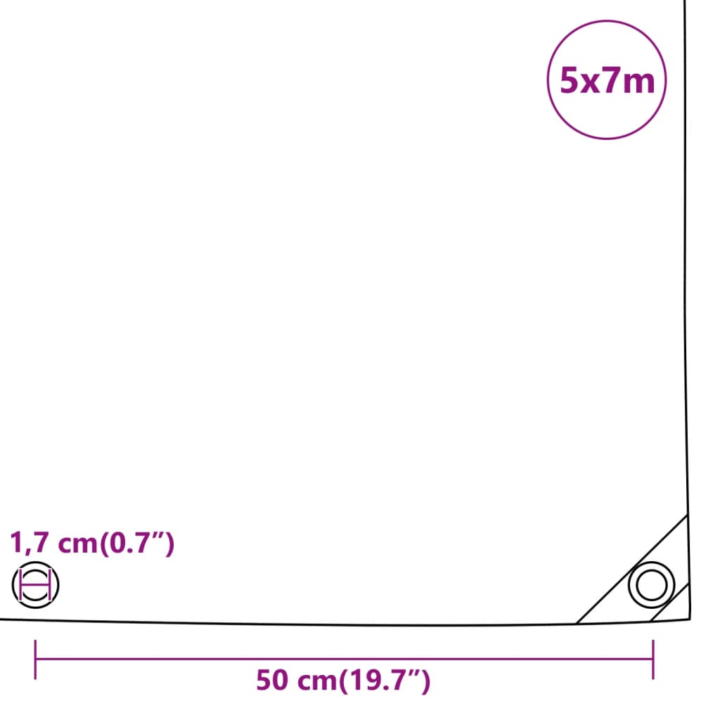 vidaXL Plandeka, czarna, 5x7 m, 650 g/m²