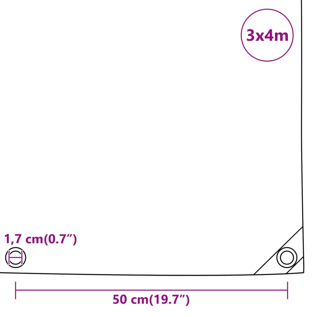 vidaXL Plandeka, antracytowa, 3x4 m, 650 g/m²