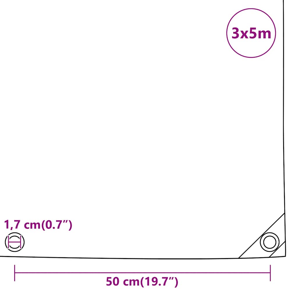 vidaXL Plandeka, antracytowa, 3x5 m, 650 g/m²