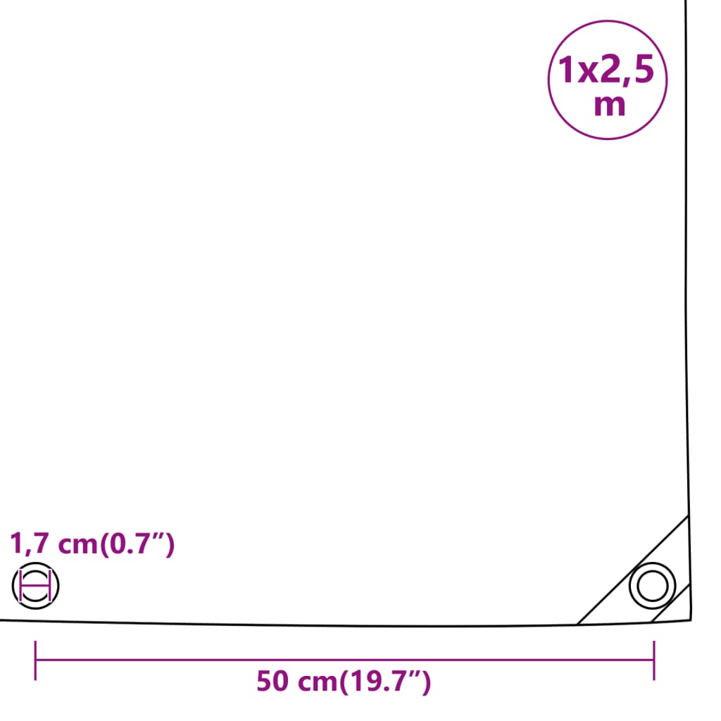 vidaXL Plandeka, antracytowa, 1x2,5 m, 650 g/m²