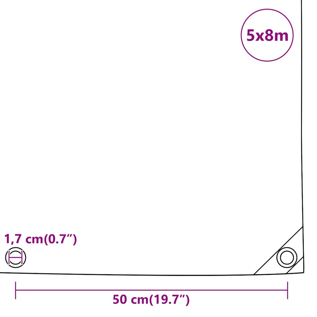 vidaXL Plandeka, antracytowa, 5x8 m, 650 g/m²