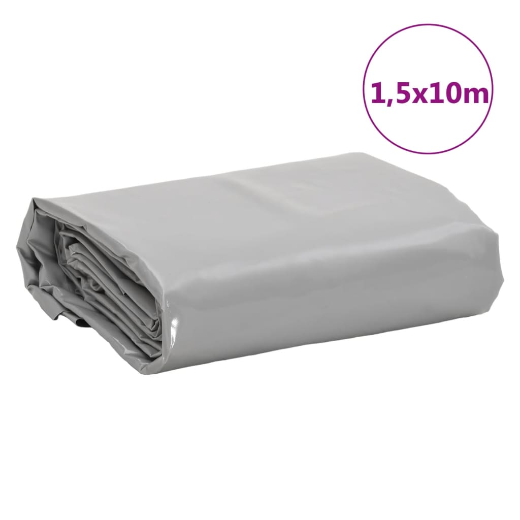 vidaXL Plandeka, szara, 1,5x10 m, 650 g/m²