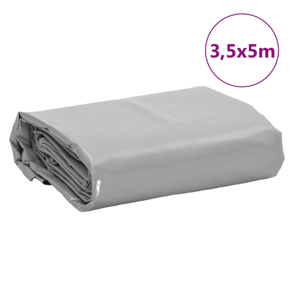 vidaXL Plandeka, szara, 3,5x5 m, 650 g/m²