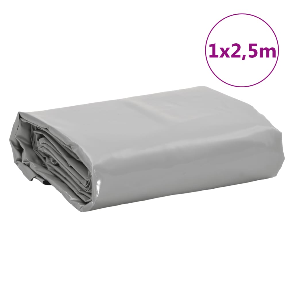 vidaXL Plandeka, szara, 1x2,5 m, 650 g/m²