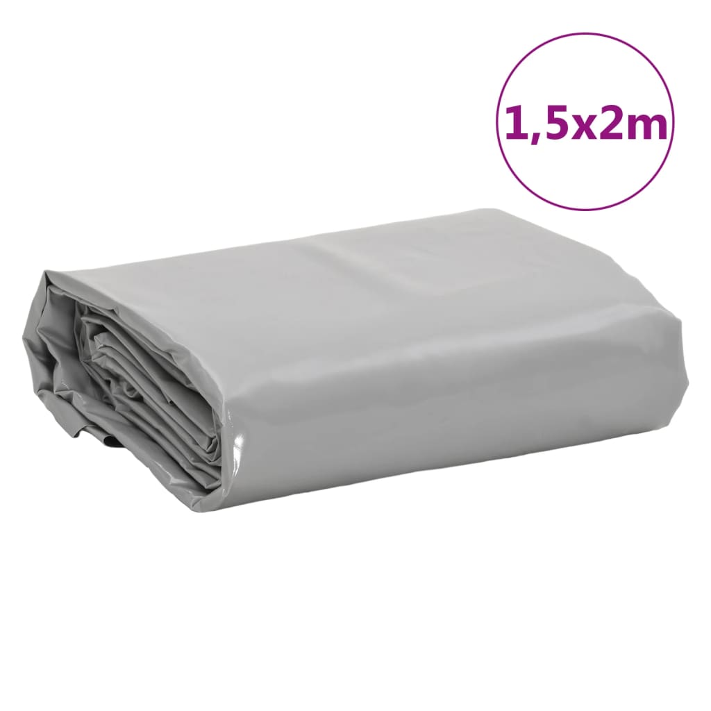 vidaXL Plandeka, szara, 1,5x2 m, 650 g/m²