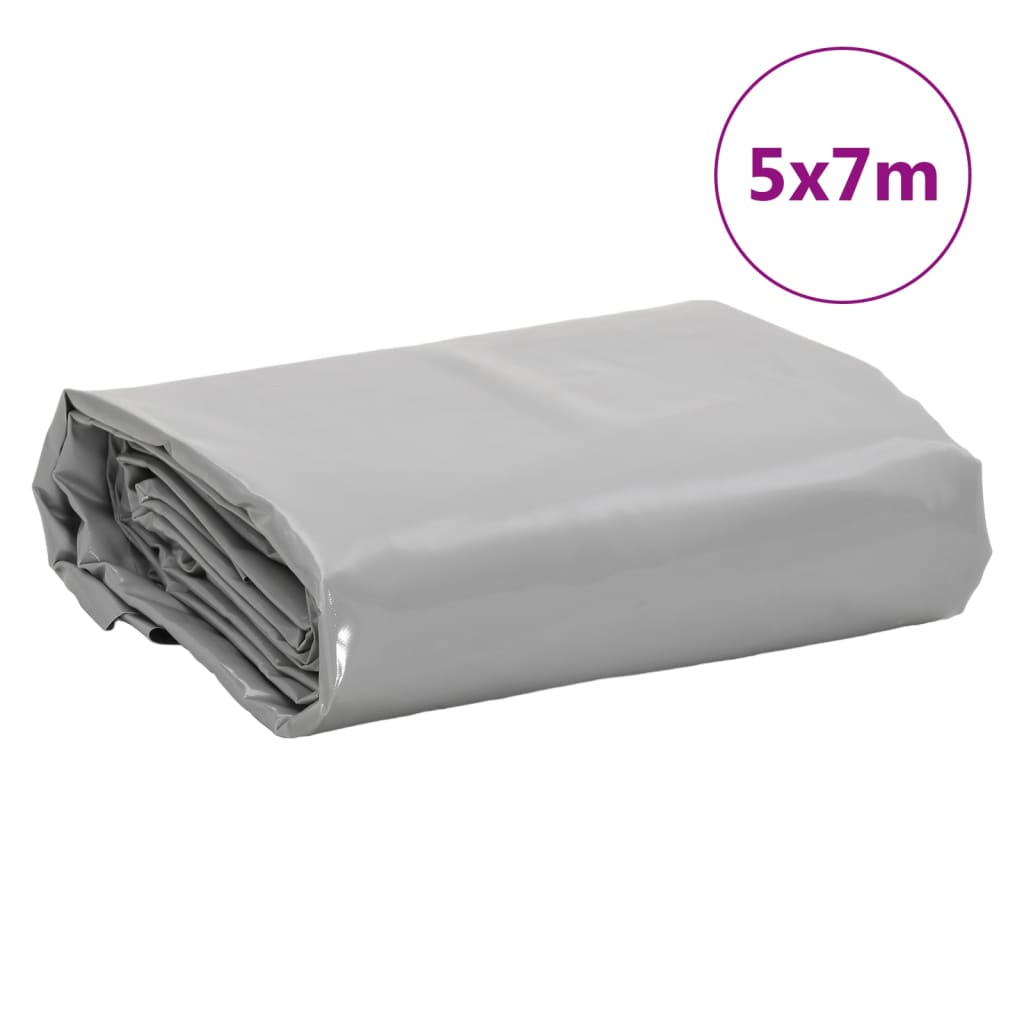 vidaXL Plandeka, szara, 5x7 m, 650 g/m²