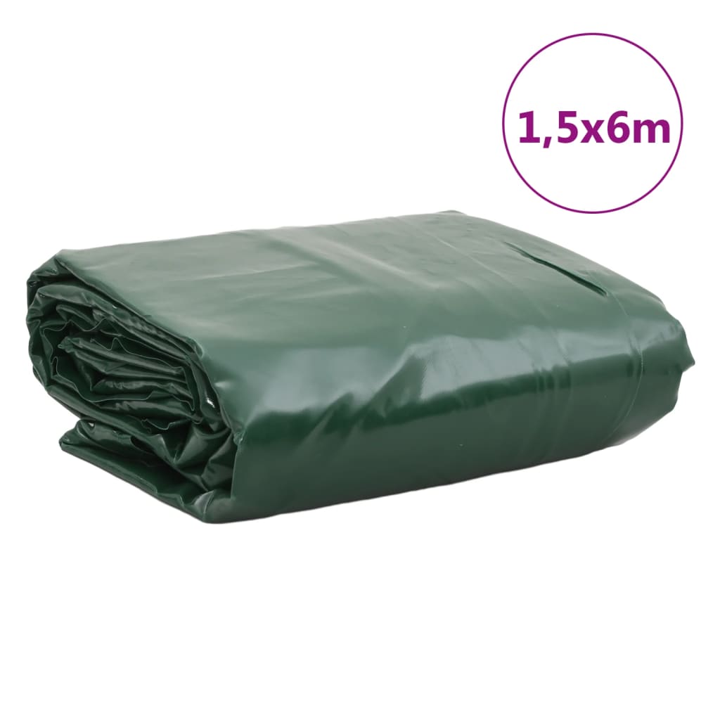 vidaXL Plandeka, zielona, 1,5x6 m, 650 g/m²