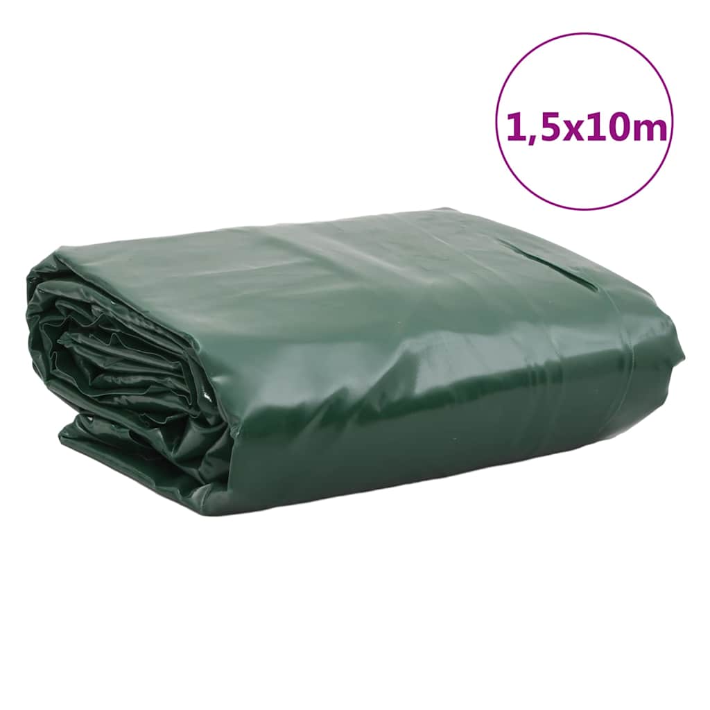 vidaXL Plandeka, zielona, 1,5x10 m, 650 g/m²