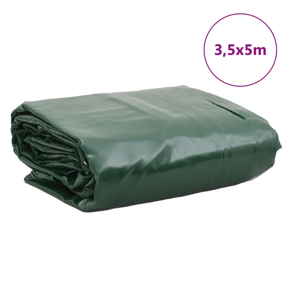 vidaXL Plandeka, zielona, 3,5x5 m, 650 g/m²