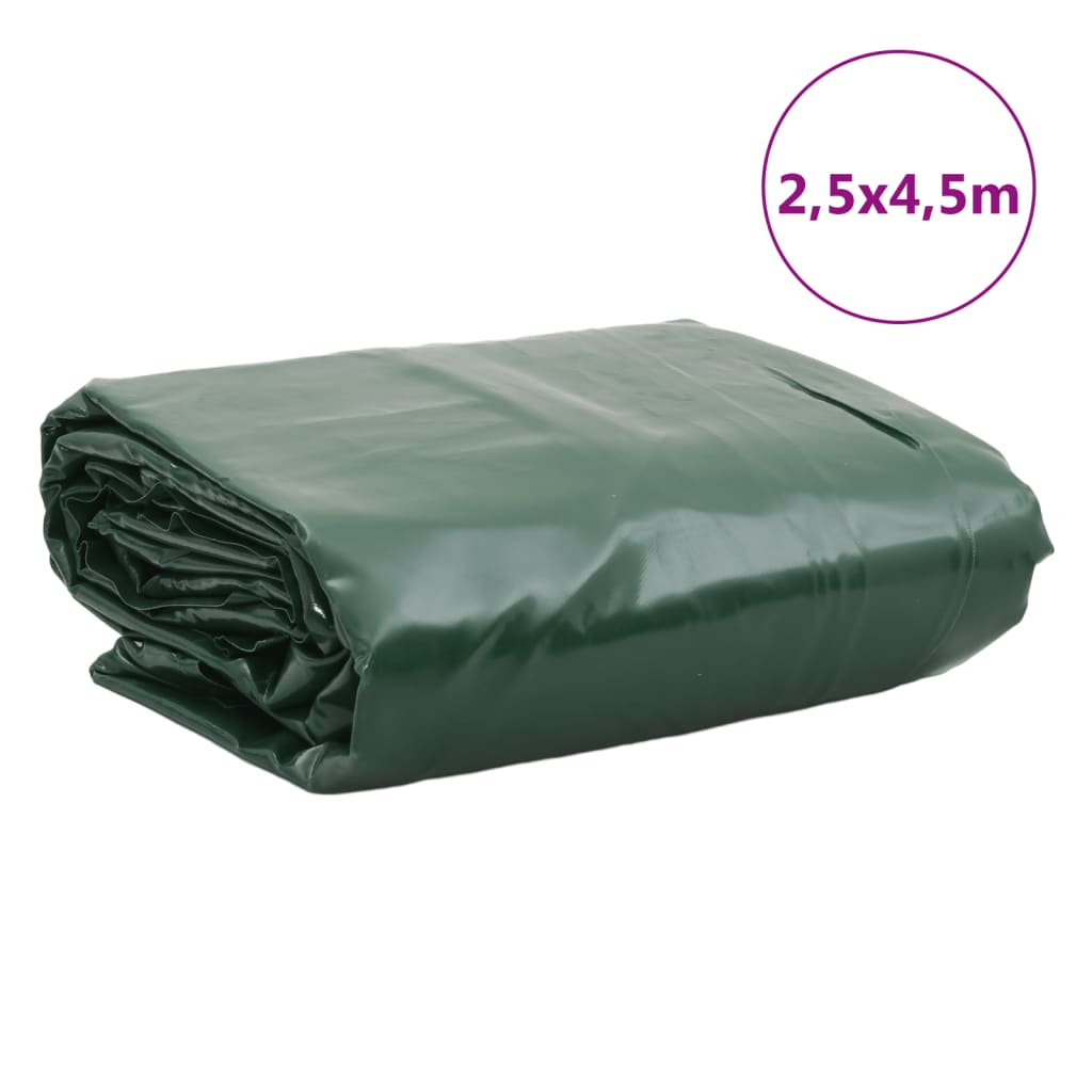 vidaXL Plandeka, zielona, 2,5x4,5 m, 650 g/m²