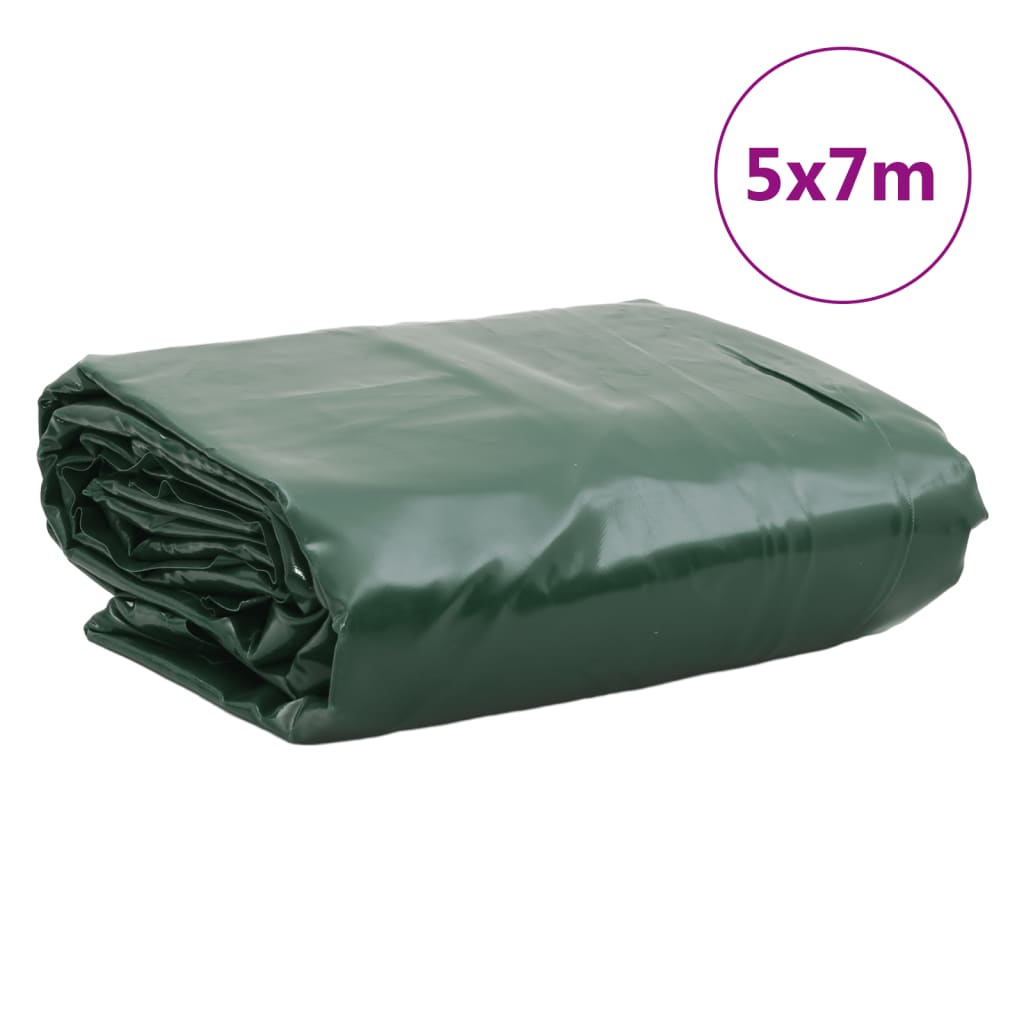vidaXL Plandeka, zielona, 5x7 m, 650 g/m²