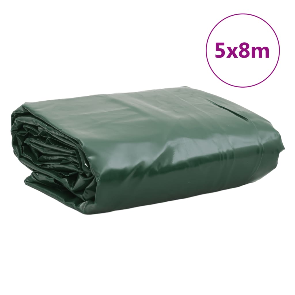 vidaXL Plandeka, zielona, 5x8 m, 650 g/m²