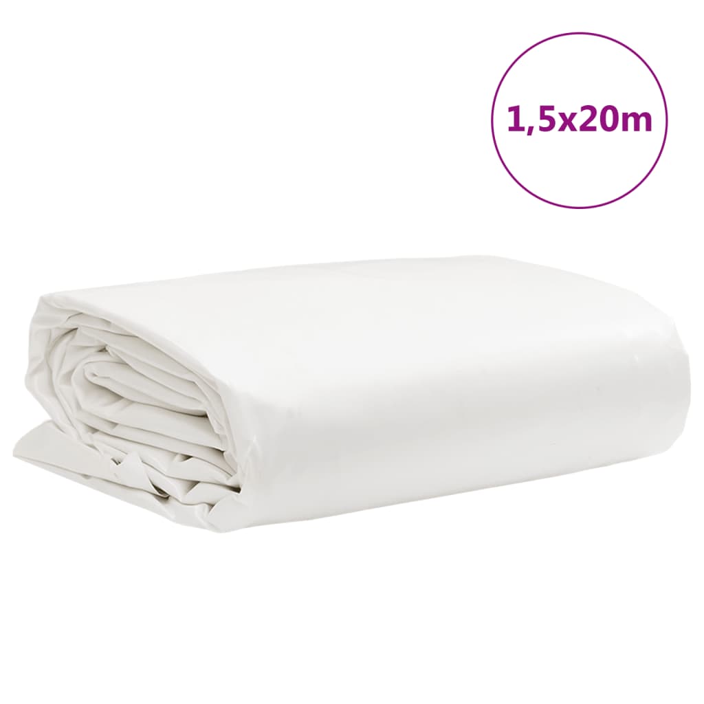 vidaXL Plandeka, biały, 1,5x20 m, 650 g/m²