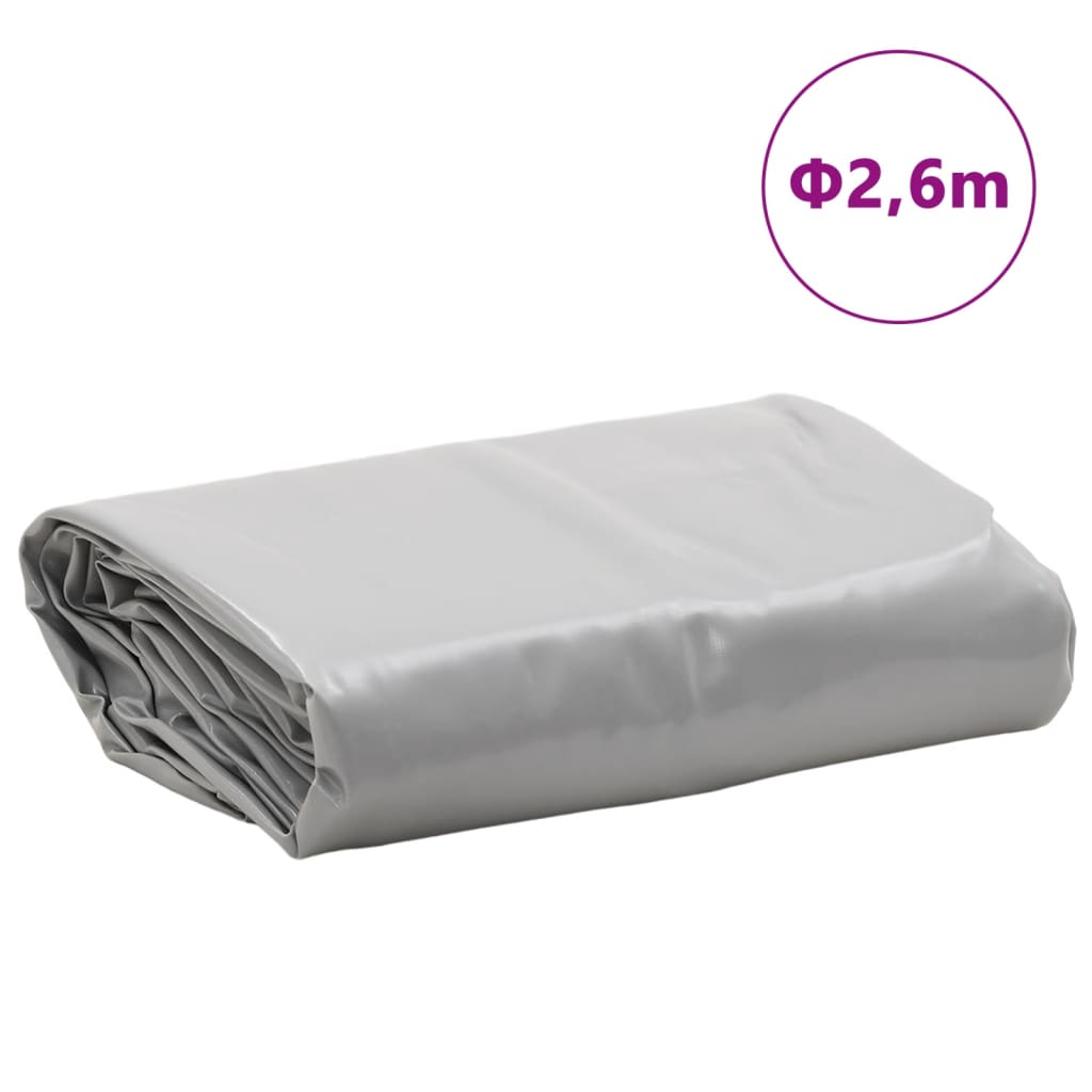 vidaXL Plandeka, szara, Ø 2,6 m, 650 g/m²