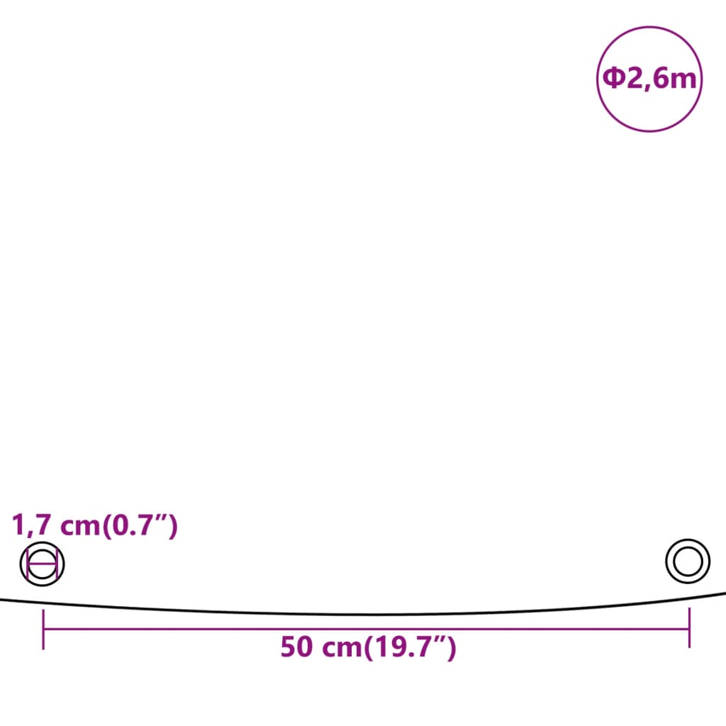 vidaXL Plandeka, szara, Ø 2,6 m, 650 g/m²