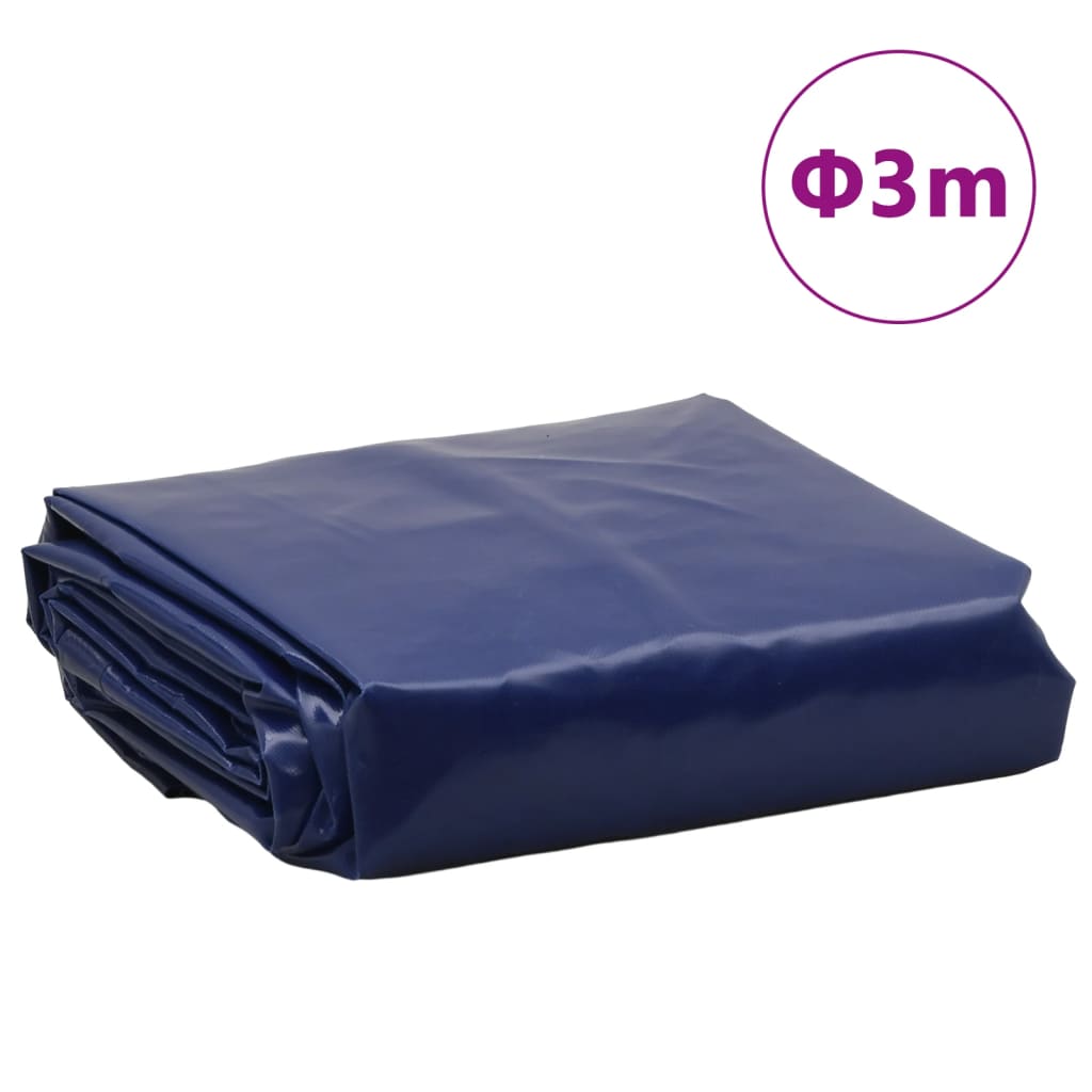 vidaXL Plandeka, niebieska, Ø 3 m, 650 g/m²