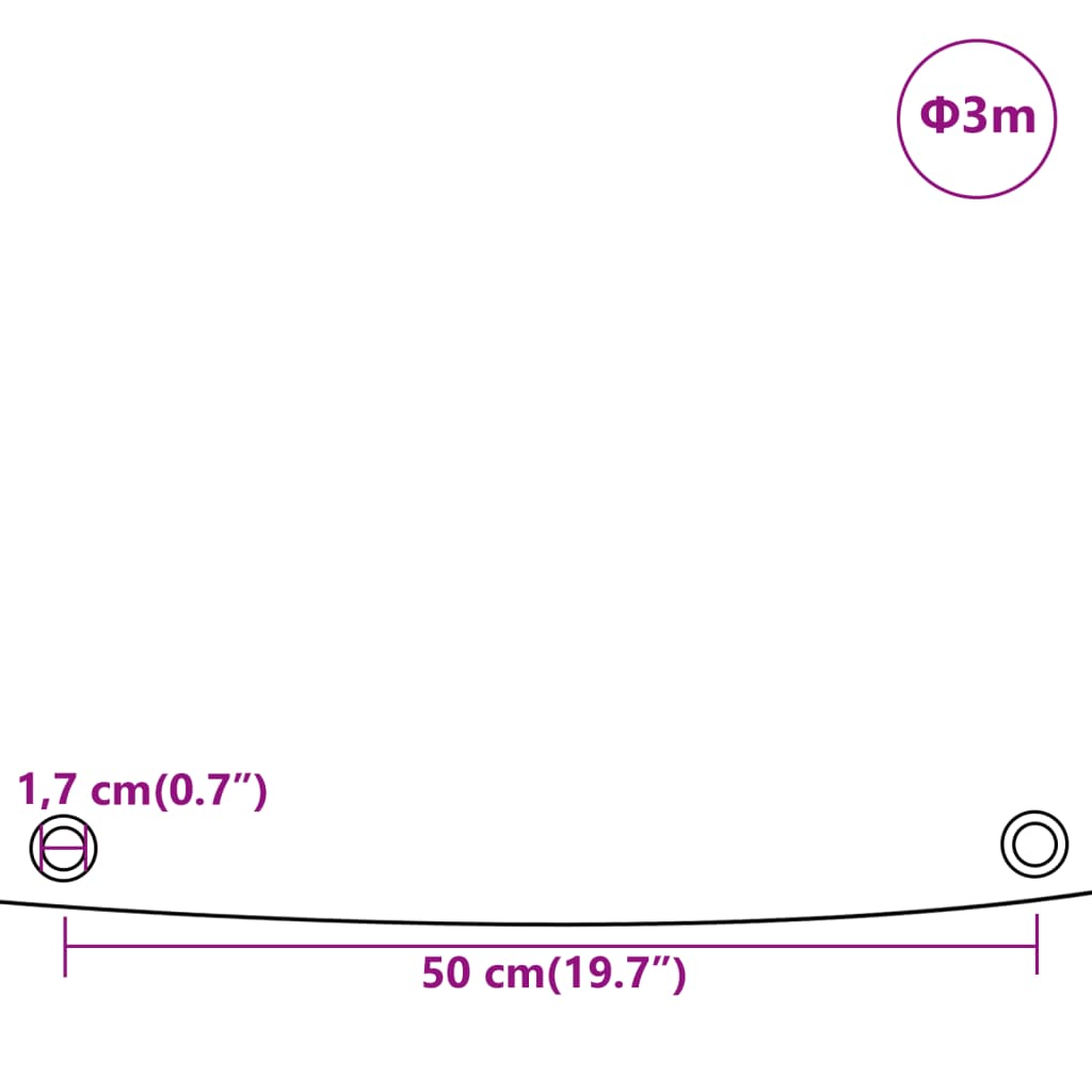 vidaXL Plandeka, niebieska, Ø 3 m, 650 g/m²