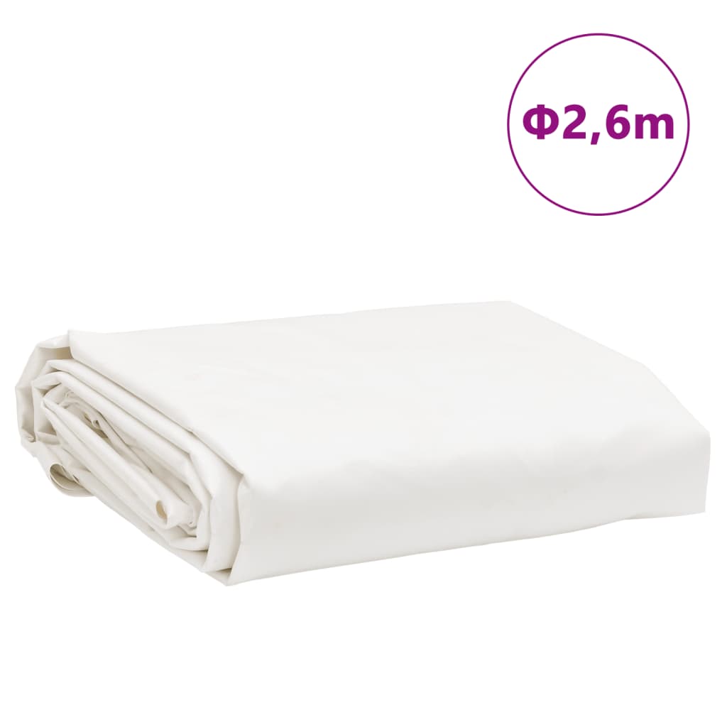 vidaXL Plandeka, biała, Ø 2,6 m, 650 g/m²