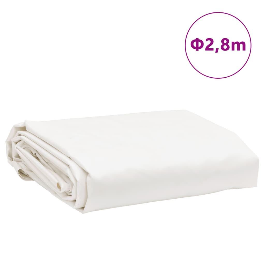 vidaXL Plandeka, biała, Ø 2,8 m, 650 g/m²