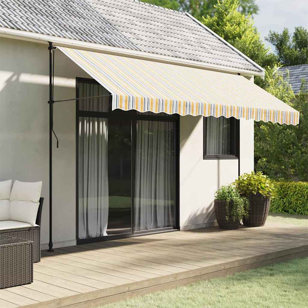 vidaXL Zapasowa tkanina na markizę, pomarańczowo-niebieska, 4x3,5 m, poliester