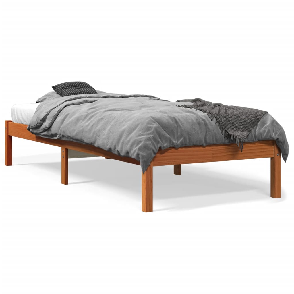 vidaXL Rama łóżka bez materaca, woskowy brąz, 90x190 cm, sosnowa