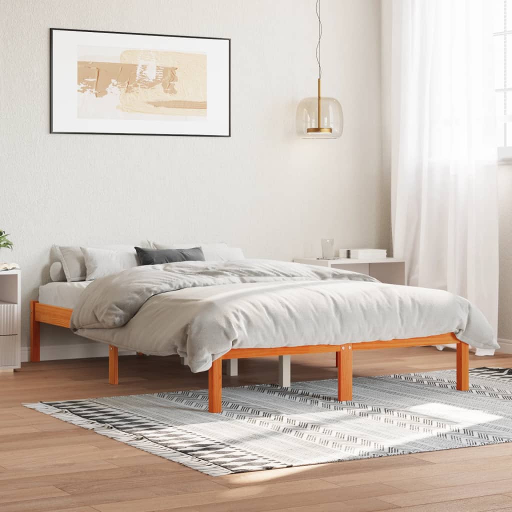 vidaXL Rama łóżka bez materaca, woskowy brąz, 120x200 cm, lita sosna