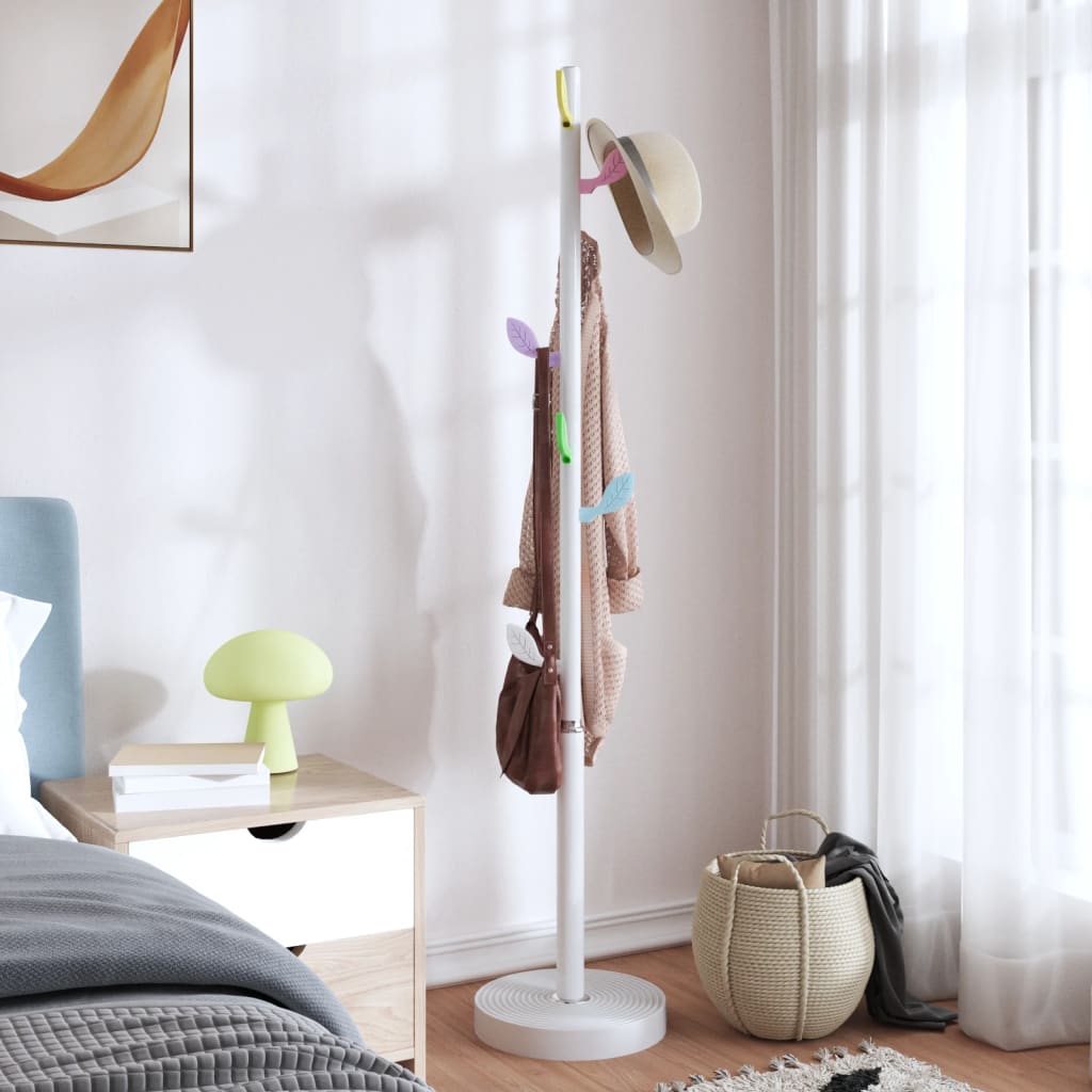 vidaXL Stojący wieszak na płaszcze, biały, 172 cm, malowane żelazo