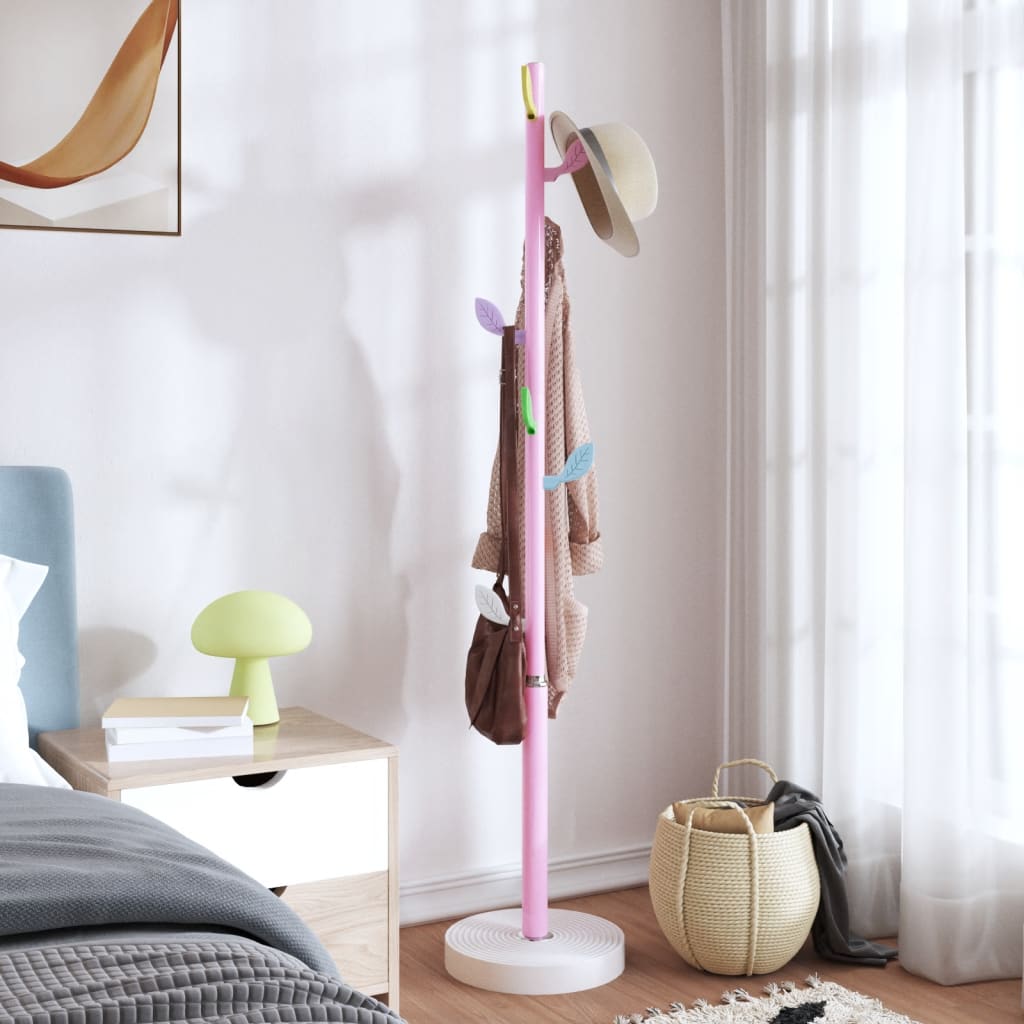 vidaXL Stojący wieszak na płaszcze, różowy, 172 cm, malowane żelazo