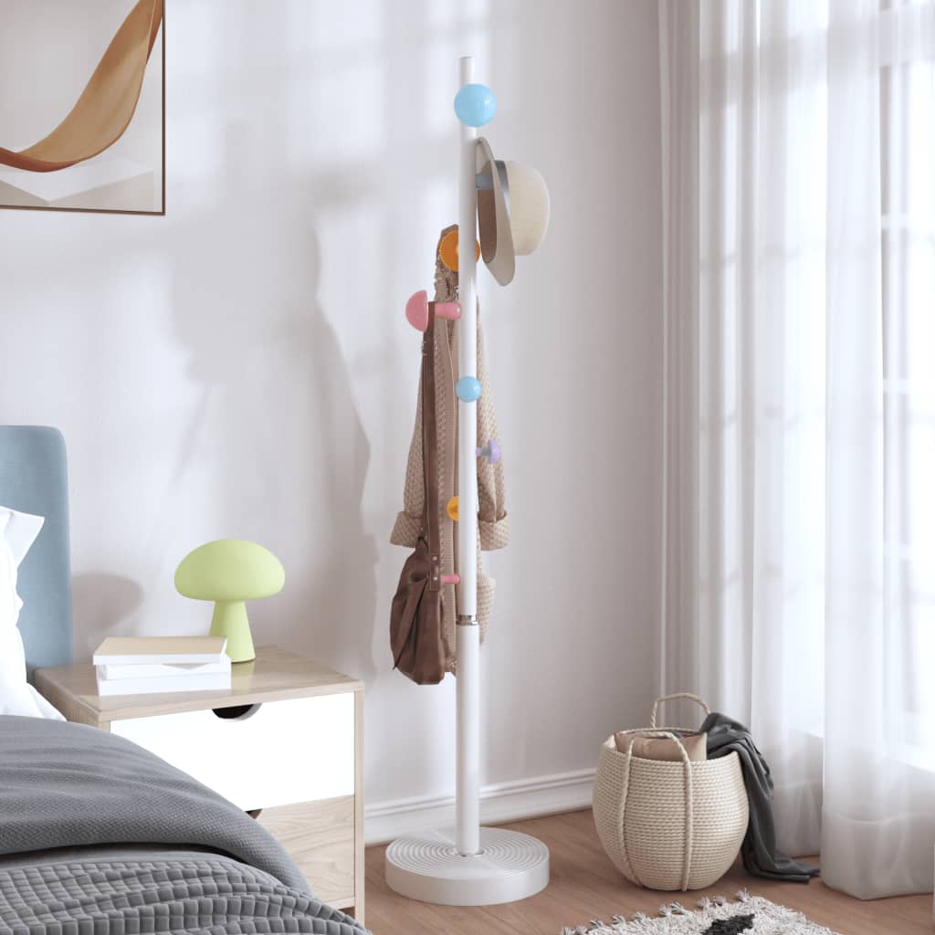 vidaXL Stojący wieszak na płaszcze, biały, 172 cm, malowane żelazo