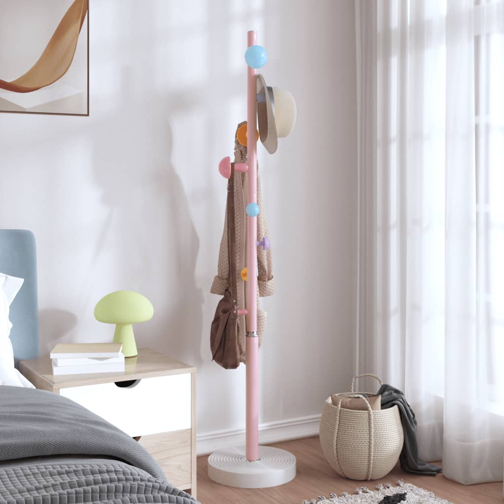 vidaXL Stojący wieszak na płaszcze, różowy, 172 cm, malowane żelazo