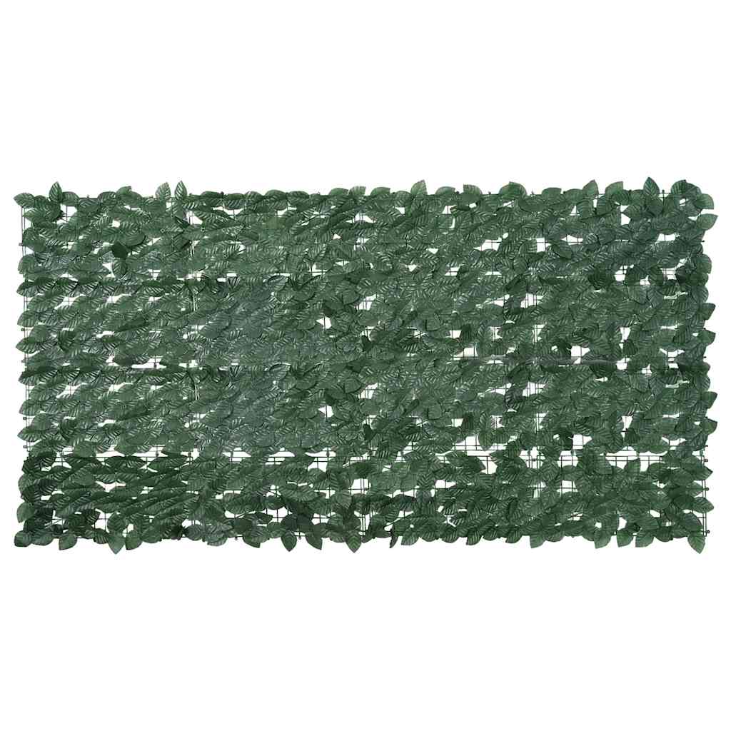 vidaXL Parawan balkonowy, ciemnozielone liście, 200x100 cm