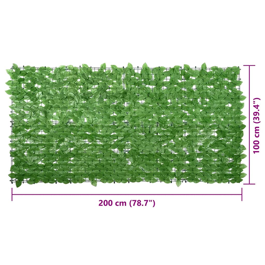 vidaXL Parawan balkonowy, zielone liście, 200x100 cm