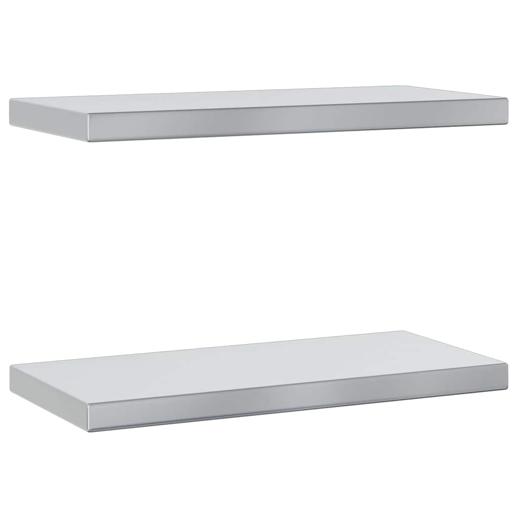vidaXL Półki ścienne, 2 szt., 50x23,5 cm, srebrna stal nierdzewna