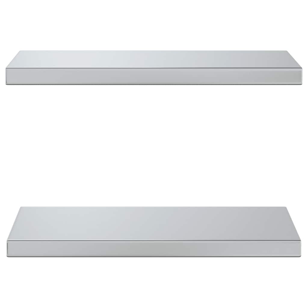vidaXL Półki ścienne, 2 szt., 50x23,5 cm, srebrna stal nierdzewna