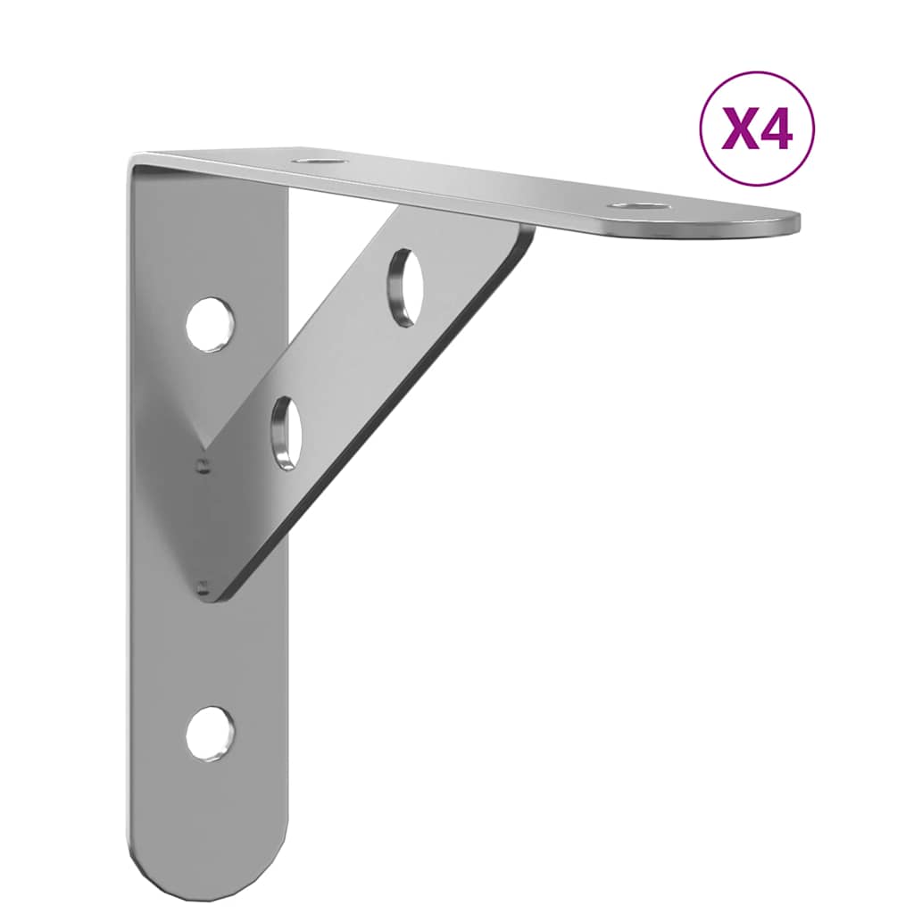 vidaXL Wsporniki do półek, 4 szt., 15x2,5x11,5 cm, srebrna stal