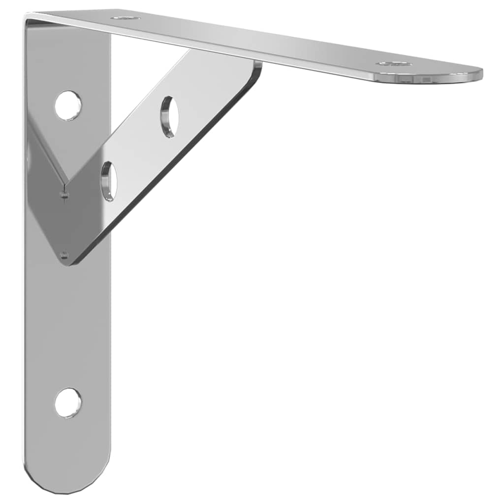 vidaXL Wsporniki do półek, 4 szt., 20x2,5x14 cm, srebrna stal