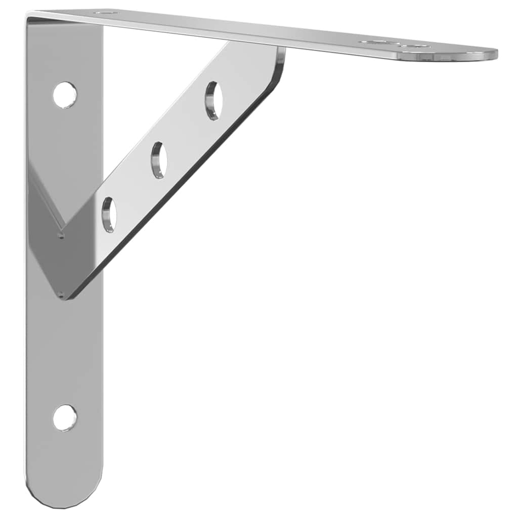 vidaXL Wsporniki do półek, 4 szt., 23,5x2,5x15,5 cm, srebrna stal