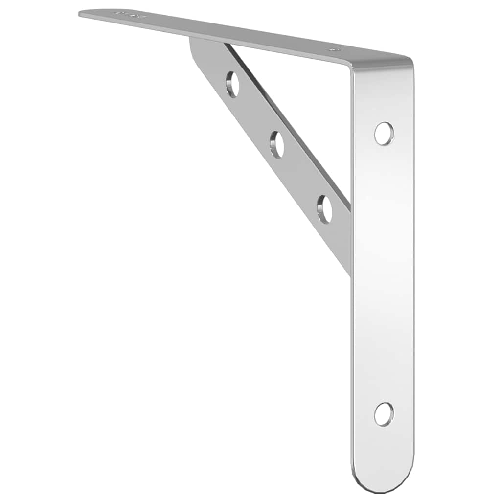 vidaXL Wsporniki do półek, 4 szt., 23,5x2,5x15,5 cm, srebrna stal