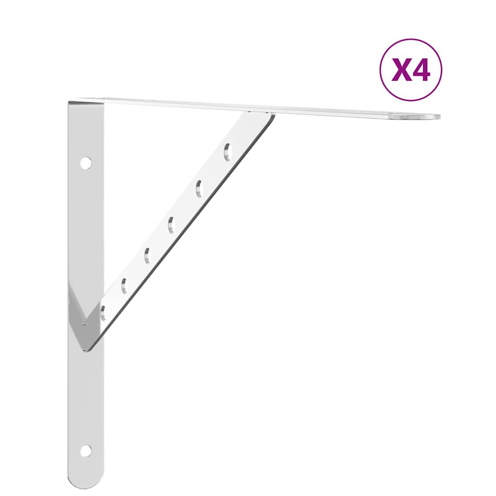 vidaXL Wsporniki do półek, 4 szt., 40x2,5x25 cm, srebrna stal