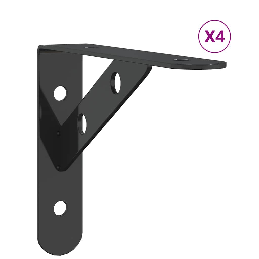 vidaXL Wsporniki do półek, 4 szt., 15x2,5x11,5 cm, czarna stal