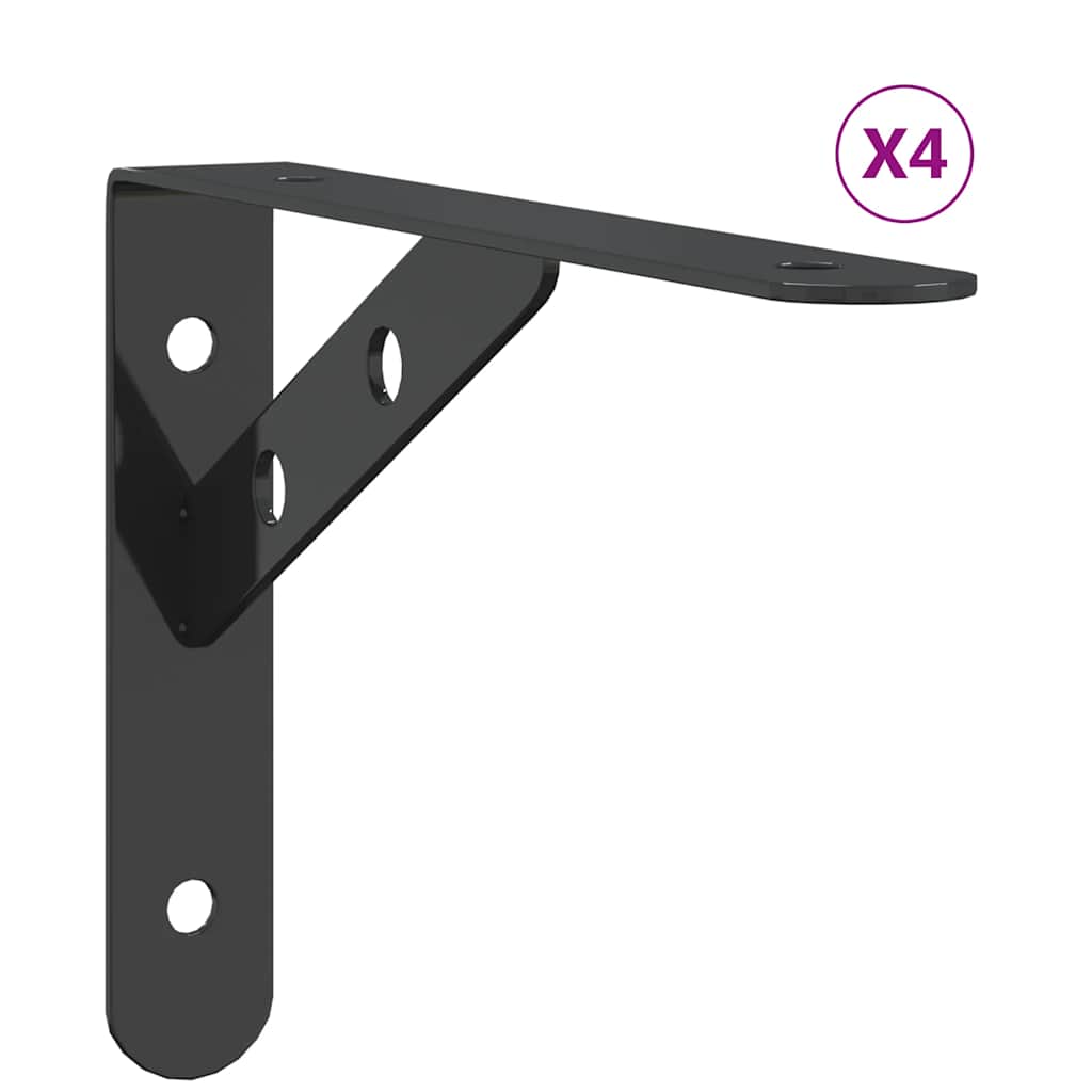 vidaXL Wsporniki do półek, 4 szt., 20x2,5x14 cm, czarna stal