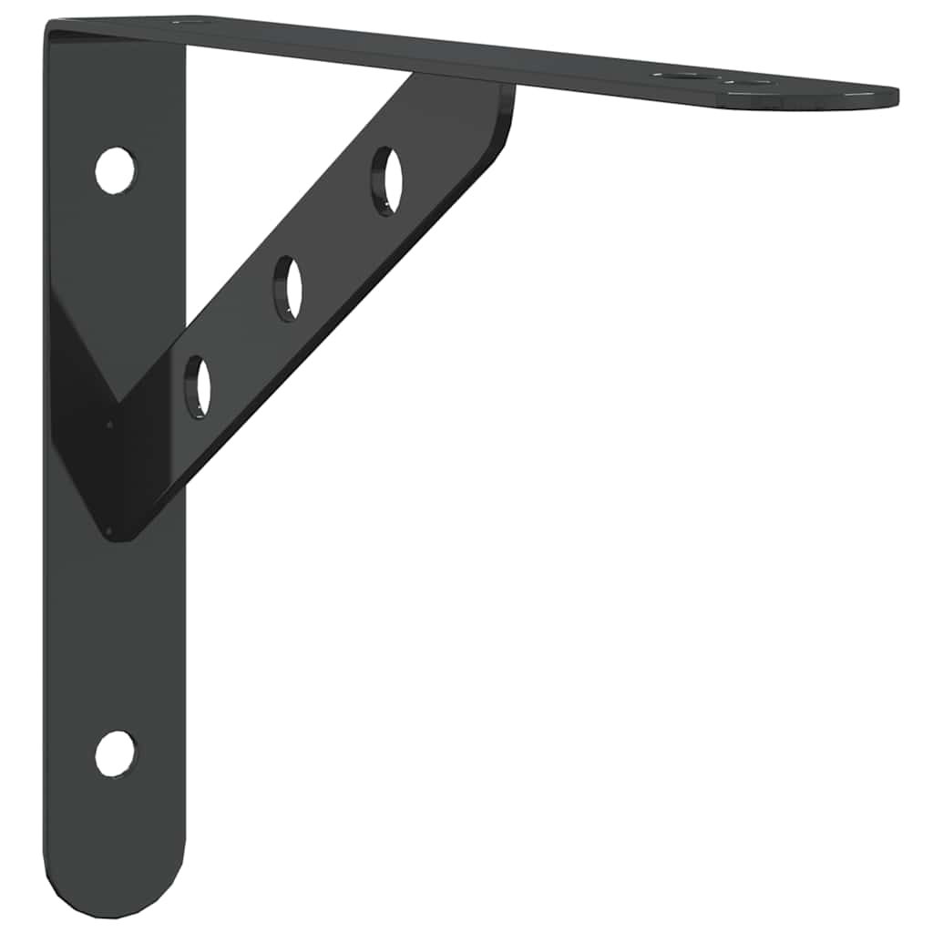 vidaXL Wsporniki do półek, 4 szt., 23,5x2,5x15,5 cm, czarna stal