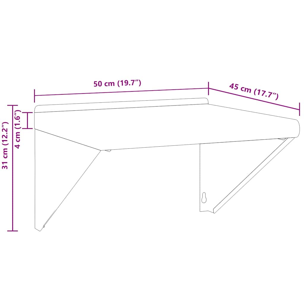 vidaXL Wsporniki do półek, 4 szt., 23,5x2,5x15,5 cm, czarna stal