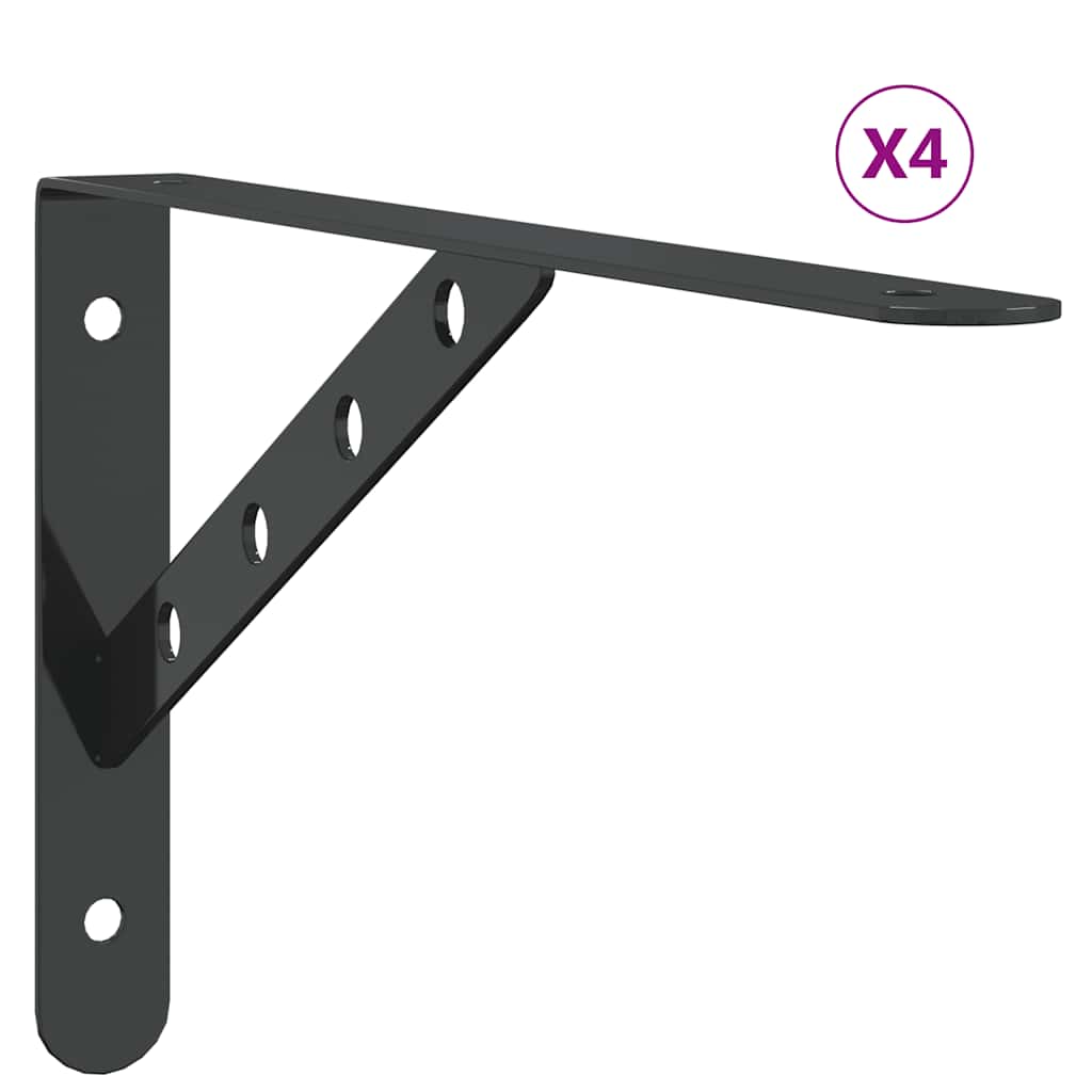 vidaXL Wsporniki do półek, 4 szt., 30x2,5x15,5 cm, czarna stal
