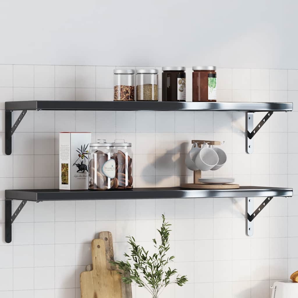 vidaXL Wsporniki do półek, 4 szt., 30x2,5x15,5 cm, czarna stal