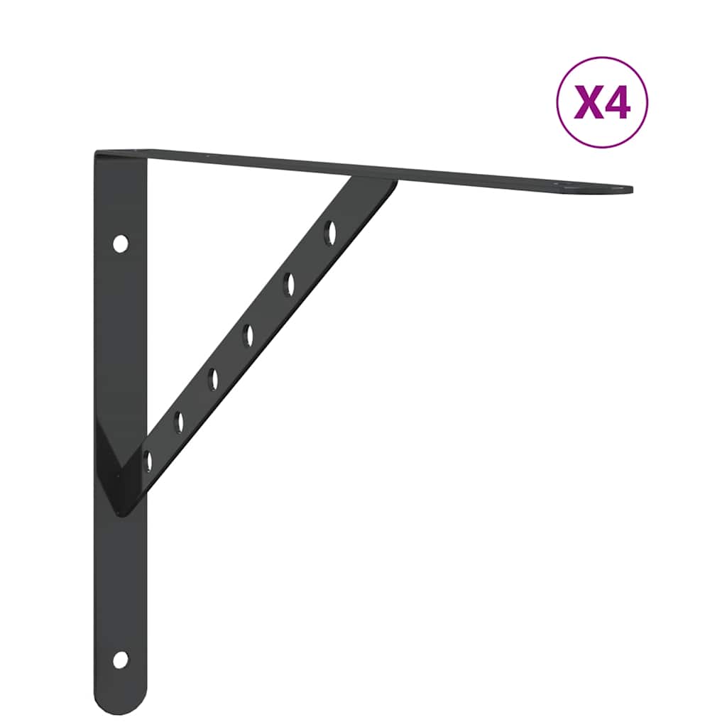 vidaXL Wsporniki do półek, 4 szt., 40x2,5x25 cm, czarna stal