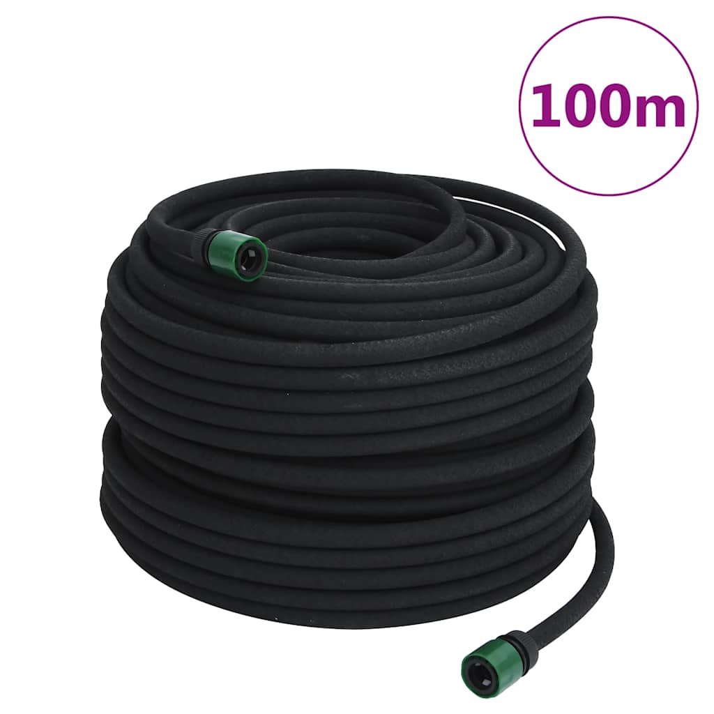 vidaXL Ogrodowy wąż kroplujący, czarny, 0,6", 100 m, guma