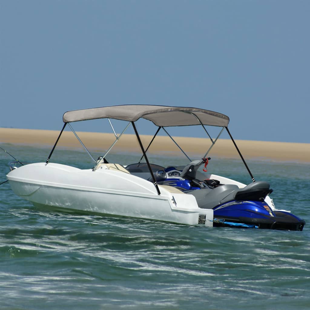 vidaXL Daszek bimini do łodzi, 3 pałąki, szary, 183x160x137 cm